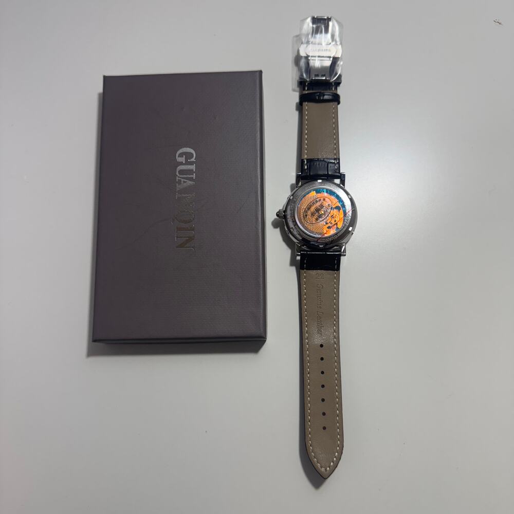 Automatic Men’s Watch – Guanqin - Open Heart Design – Leather Band - NEW in Box - Picture 6 of 8